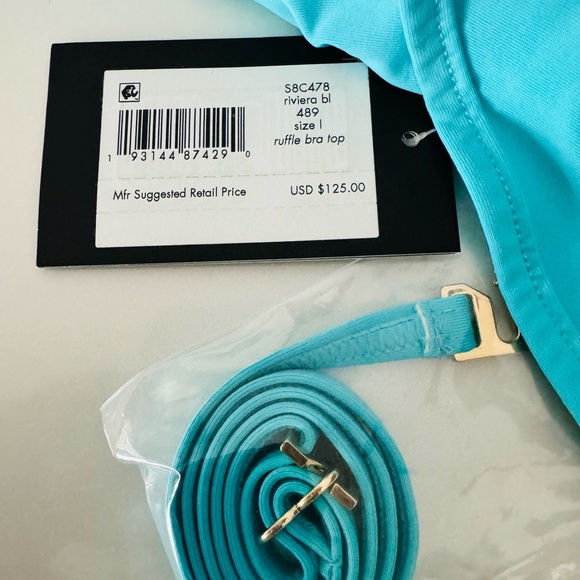 Kate Spade New York Aqua Ruffle off the shoulder High waist two piece bikini set - Picture 5 of 8